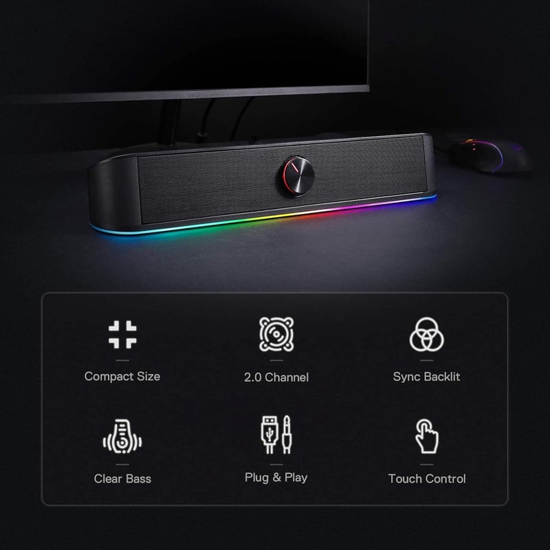 سبيكر Redragon Adiemus GS560 2.0 4W RGB سلكي أسود - 10
