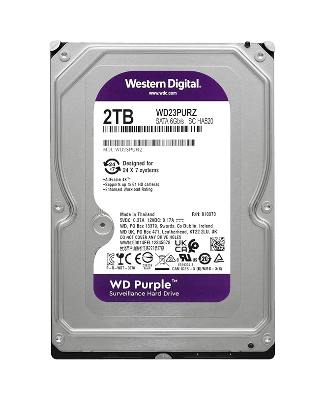 Western Digital Purple 2TB SATA 3.5in Internal HDD - 2