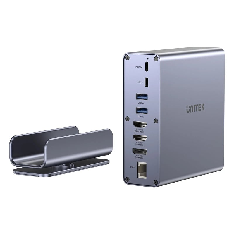 شاحن Unitek DisplayLink محطة توصيل Triple 4K 100W PD رمادي - 9