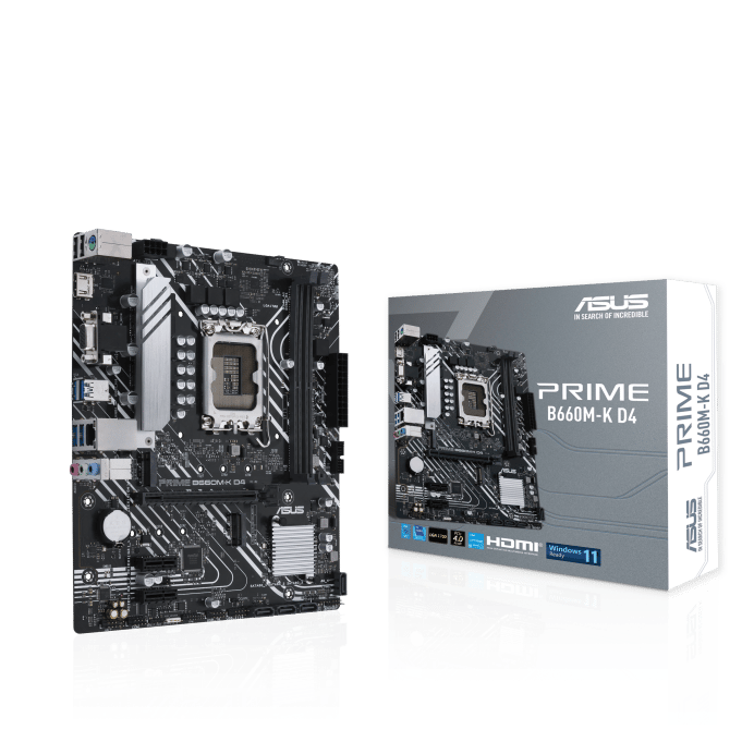 ASUS PRIME B660M-K D4 LGA 1700 Micro-ATX Motherboard - 1