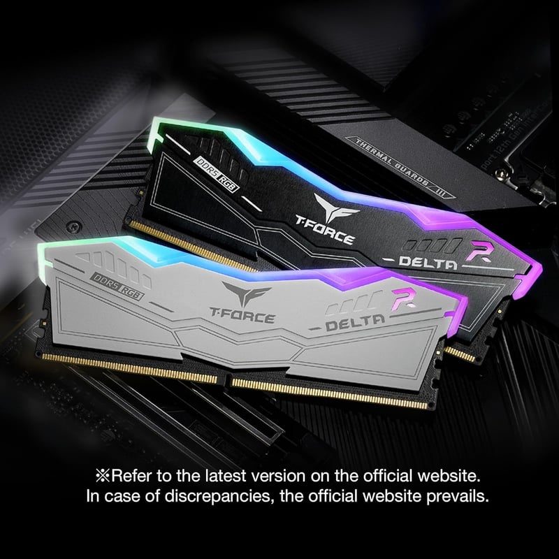 TEAMGROUP T-Force Delta RGB DDR5 32GB (2x8GB) 5600MHz CL36 Desktop Memory White - 3