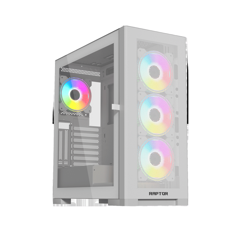 Raptor Arctic Hawk XL Mid-Tower ATX Case White Tempered Glass RGB - 11