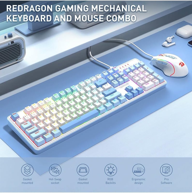 Redragon S139 White Full Size RGB Mechanical Perfect Gaming Combo - 6