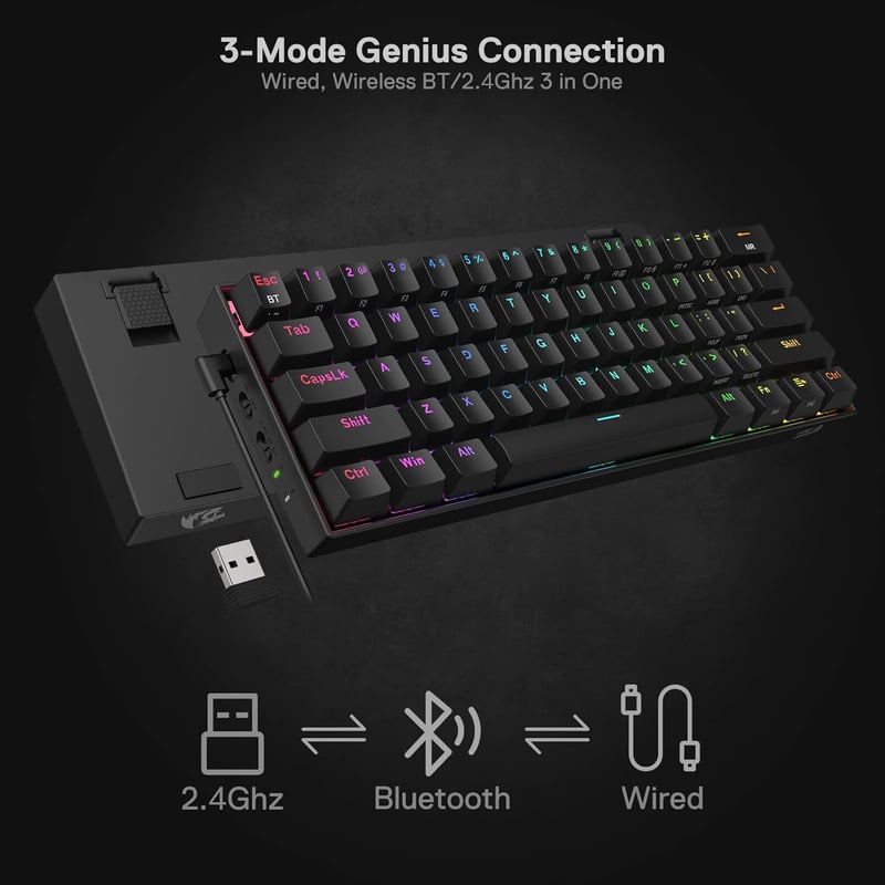 Redragon K530 Pro Draconic 60% Mechanical Keyboard Dual-Mode RGB - 6