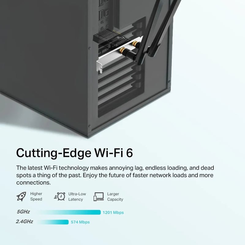 محول TP-Link Archer TX20E AX1800 Wi-Fi 6 Bluetooth 5.2 PCIe - 4
