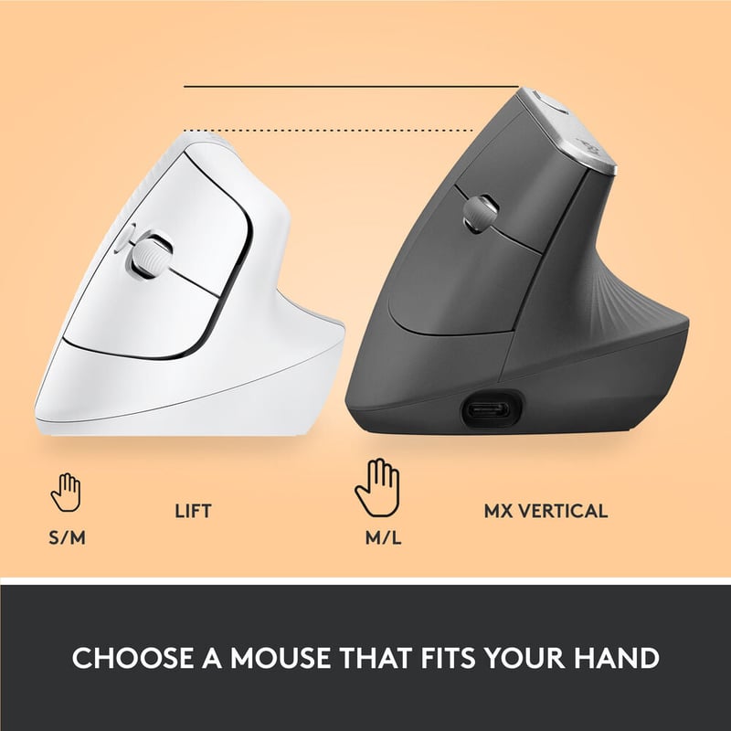 ماوس Logitech Lift Vertical Ergonomic 4000 DPI لاسلكي وردي - 26