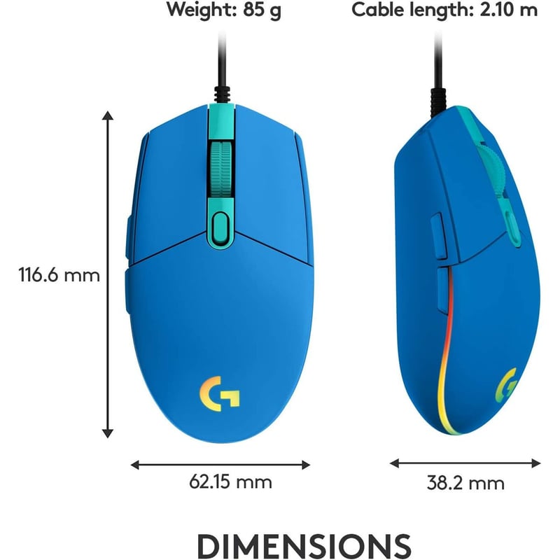 ماوس Logitech G203 LIGHTSYNC 8000 DPI RGB USB أبيض - 10