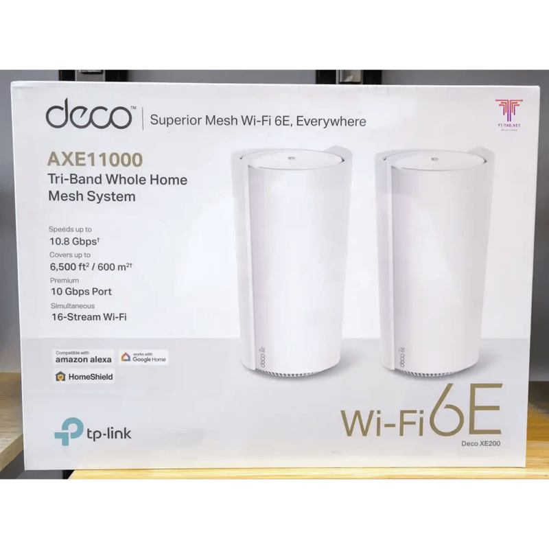 TP-Link Deco XE200 AXE11000 2-Pack Mesh WiFi 6E Tri-Band System - 11