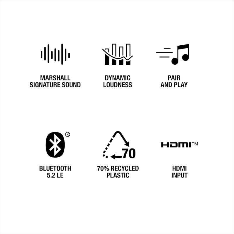 Marshall Woburn III Bluetooth Home Speaker - Loud Stereo Sound with Bass and Treble Controls , Plug-in Powered , Record Player Compatible , HDMI, RCA, 3.5mm Aux Inputs - Black - 11