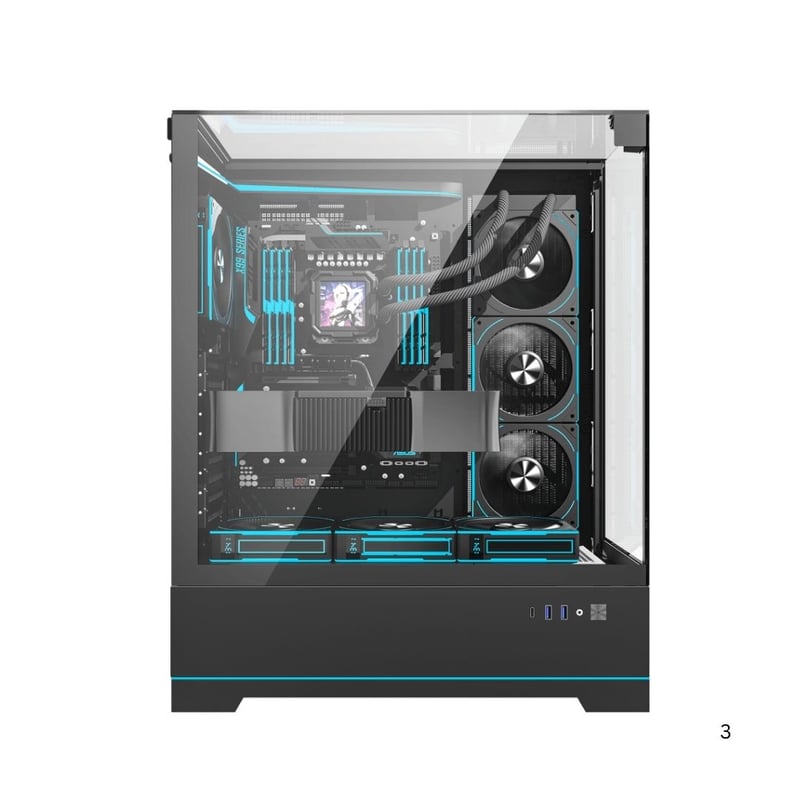 DarkFlash DY450L Pro Mid-Tower ATX Case Black Tempered Glass - 3