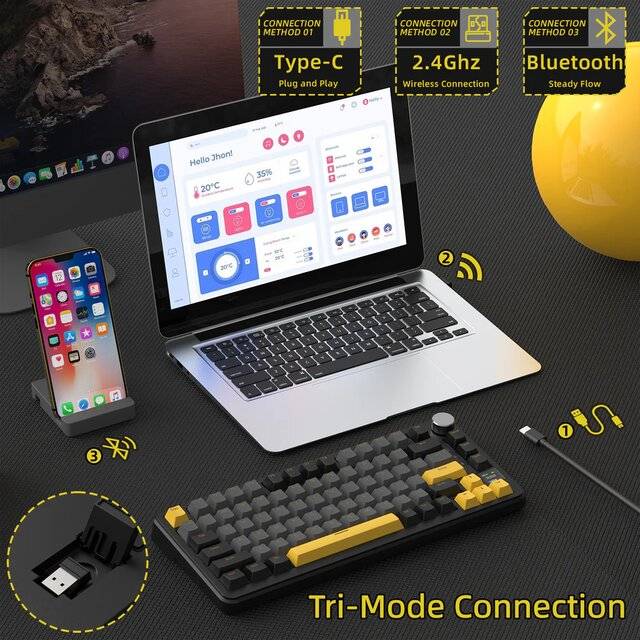 كيبورد Attack Shark X85 Pro 75% ميكانيكي Dual-Mode RGB أسود - 4