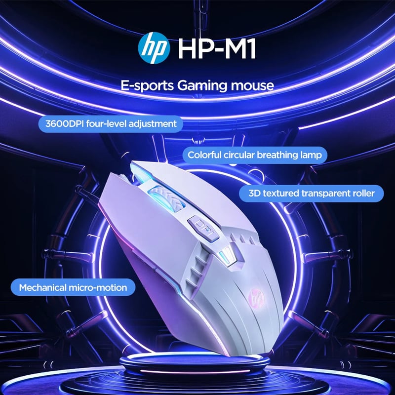 ماوس HP M1 Gaming 3600 DPI سلكي RGB أسود - 6