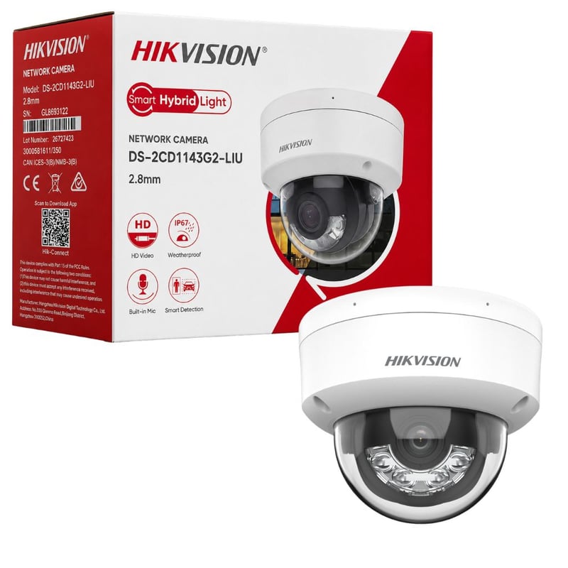 كاميرا سلكية Hikvision DS-2CD1143G2-LIU 4MP 2560x1440 Smart Hybrid Light Dome 2.8mm - 6