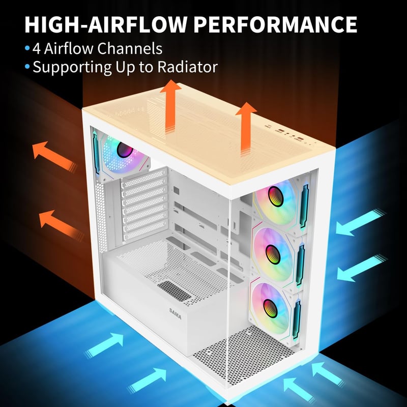 SAMA SV01 Mid-Tower ATX Case White Tempered Glass - 9