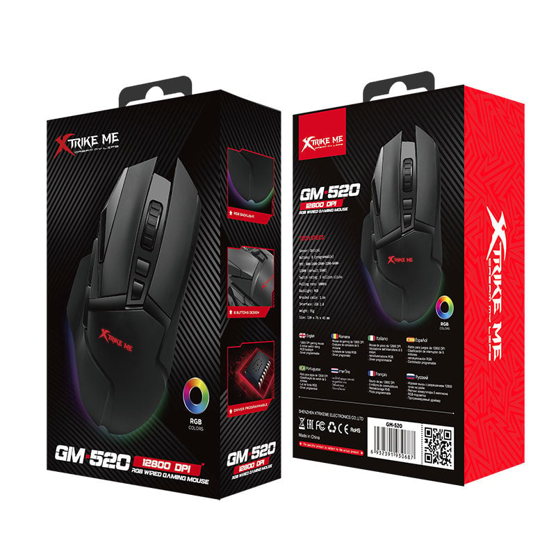 ماوس Xtrike Me GM-520 12800 DPI سلكي RGB أسود - 11
