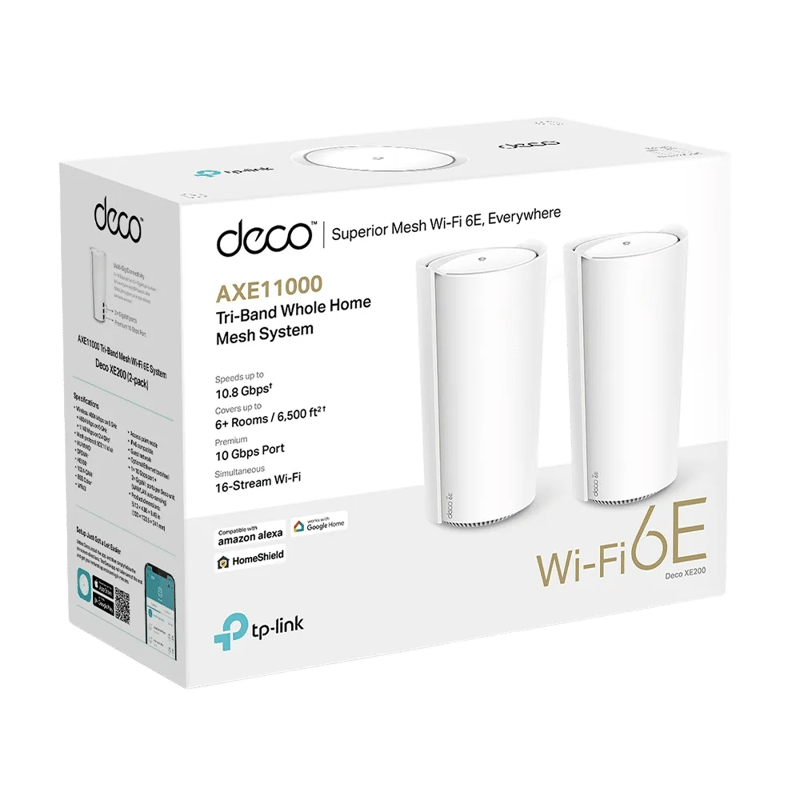 TP-Link Deco XE200 AXE11000 Whole Home Mesh Wi-Fi 6E Router - 10
