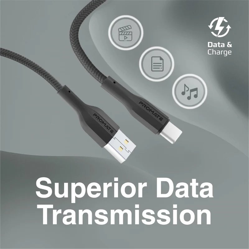 كيبل Promate USB A إلى USB C 1 Meter أبيض - 4
