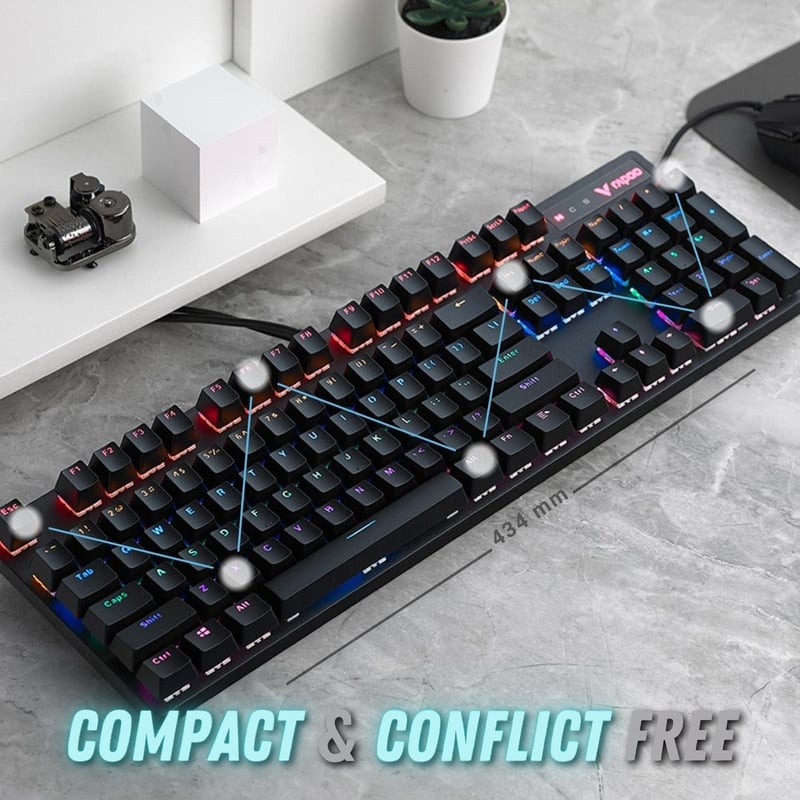 كيبورد Rapoo V500 Pro Full-Size ميكانيكي سلكي RGB - 15