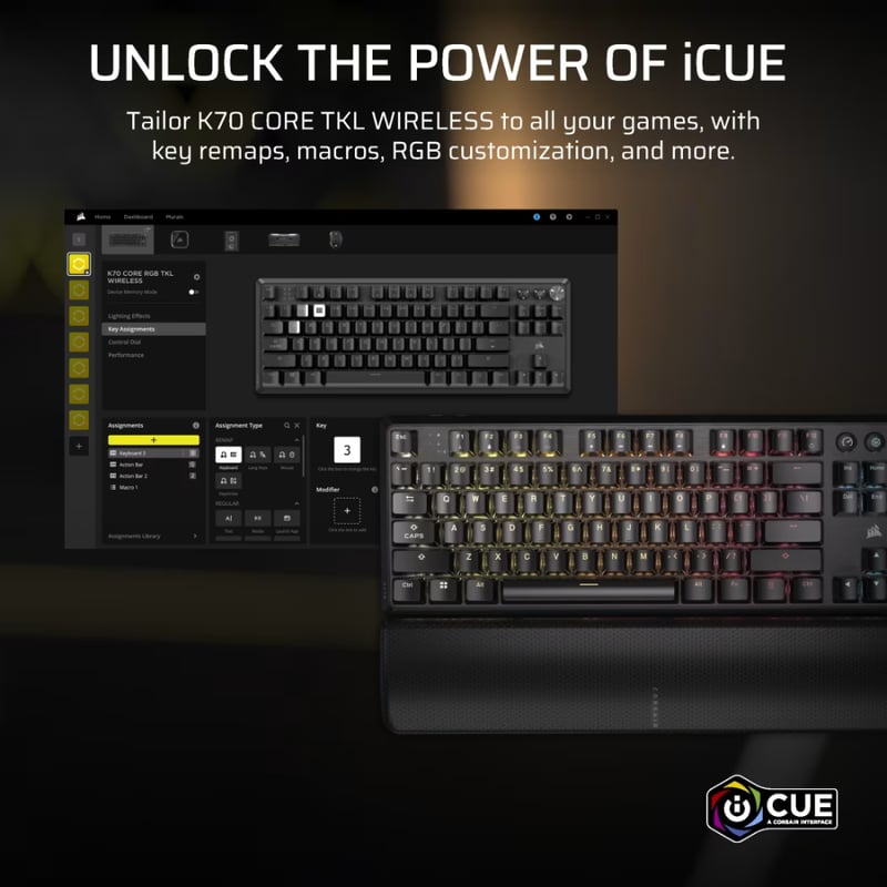 كيبورد Corsair K70 CORE TKL ميكانيكي لاسلكي RGB - 3