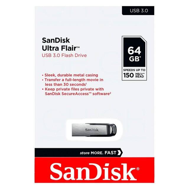 SanDisk Ultra Flair 64GB USB 3.0 Flash Drive - 3