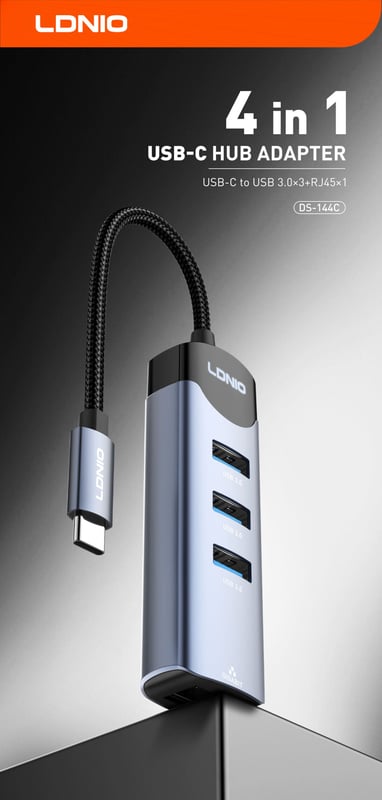 LDNIO DS-144C 4-Port USB 3.0 USB Hub Gray - 6