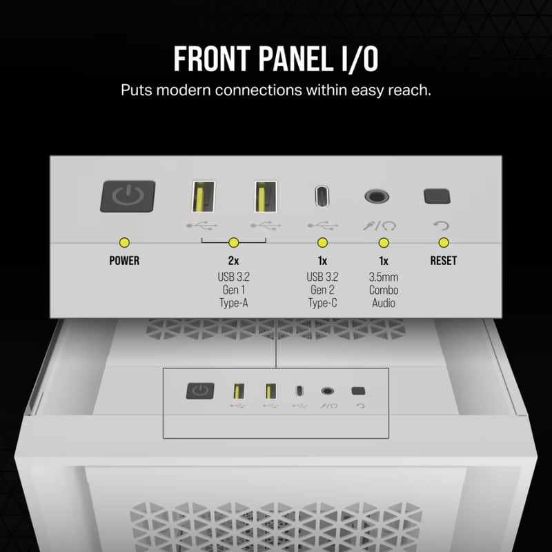 كيس Corsair 5000D Airflow Core Mid-Tower أبيض زجاج مقسى - 8