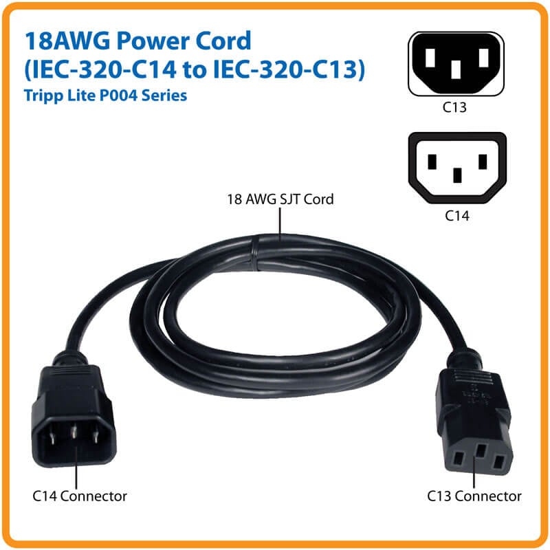 محول Tripp-Lite C14 ذكر إلى 2x C13 أنثى 10A - 1