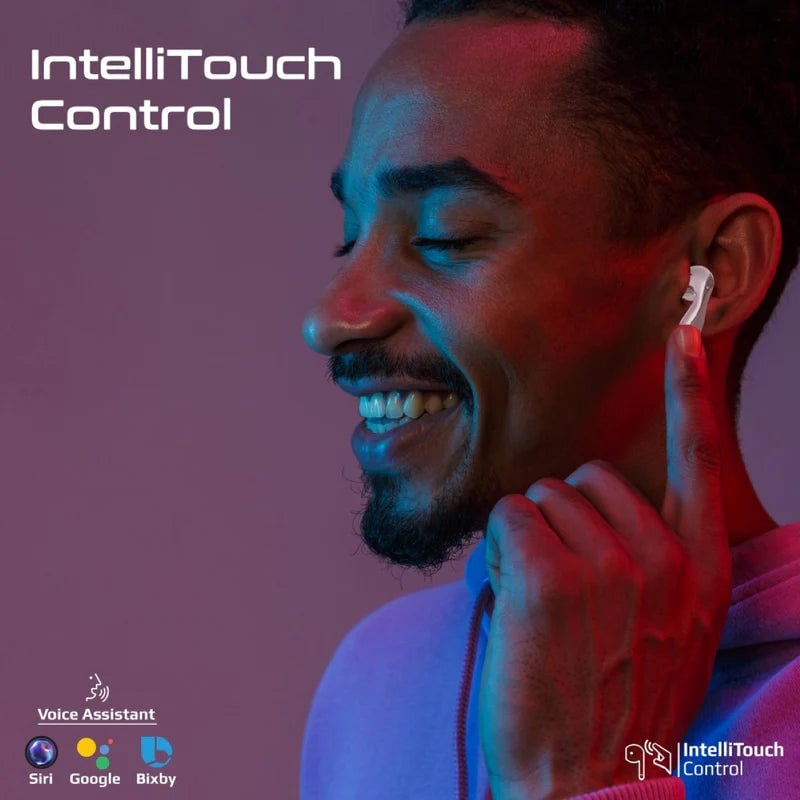 سماعات Promate Baton TWS ANC Bluetooth 5.4 13mm IPX4 6H أبيض - 9