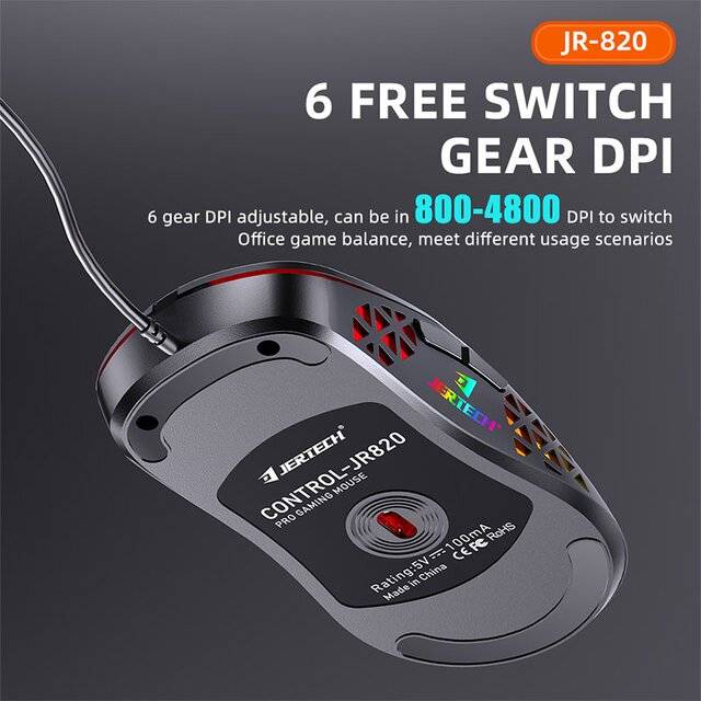 ماوس Jertech JR820 Control 7200 DPI سلكي RGB - 2