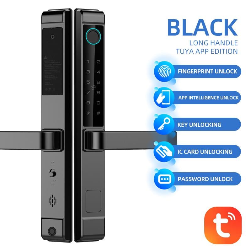Locstar LS-C81B Smart Handle Door Lock Fingerprint Keypad Bluetooth App Black - 3
