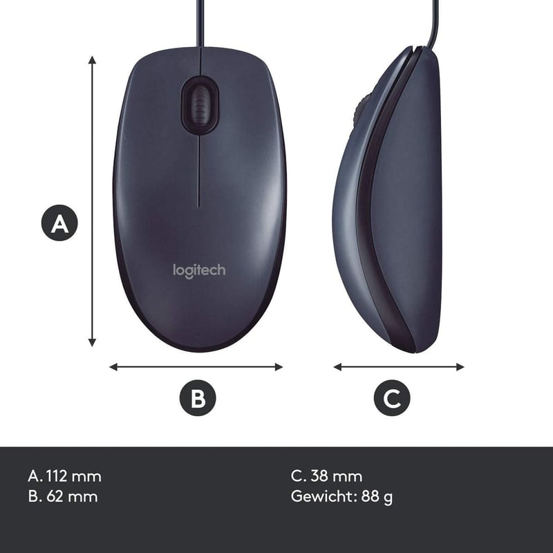 ماوس Logitech M100 سلكي 1000 DPI - 2