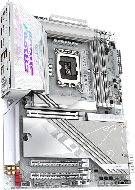 لوحة أم جيجابايت أوروس GIGABYTE Z890 AORUS PRO ICE باللون الأبيض بمقبس LGA 1851 ودعم ذاكرة DDR5 بحجم ATX - 4