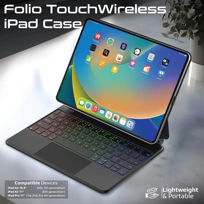 Promate FlexKeys-11Pro Wireless iPad Keyboard Case with Trackpad - 2