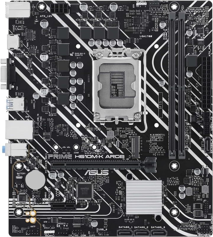 ASUS PRIME H610M-K D4 ARGB LGA 1700 Micro-ATX Motherboard - 3