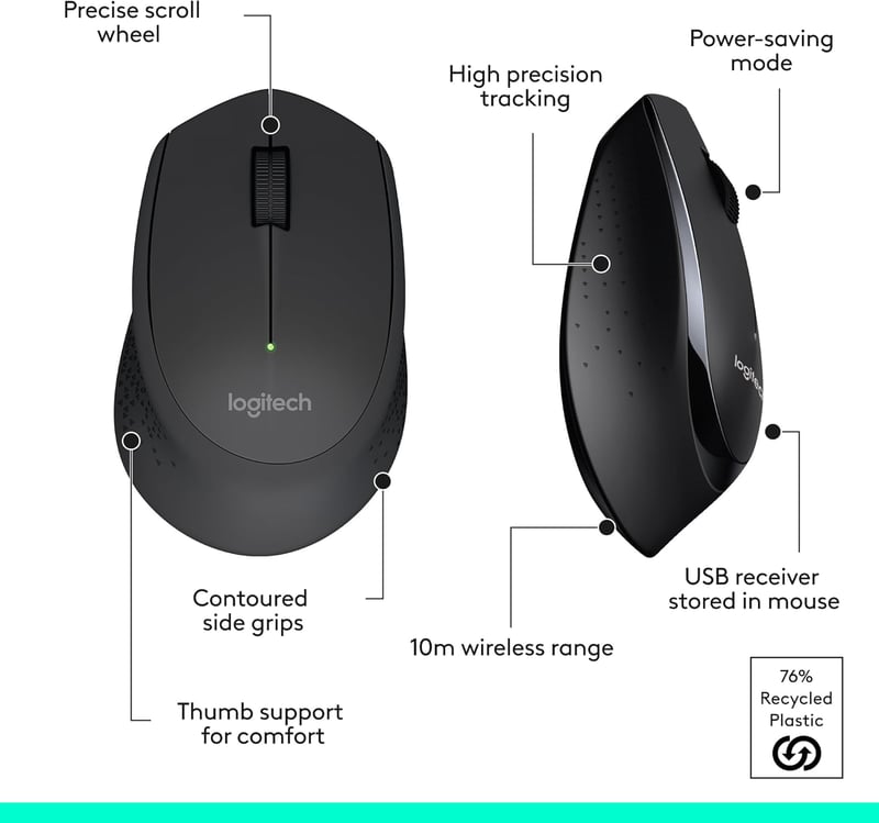 Logitech MK345 Wireless Combo Keyboard and Mouse Black - 4