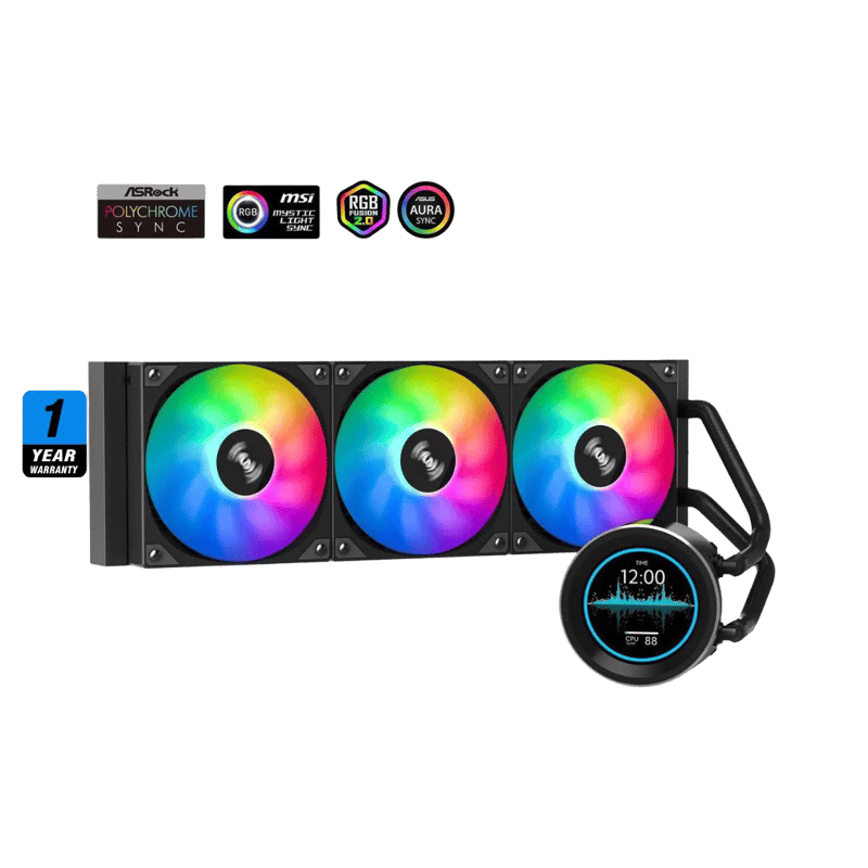 SAMA SM360 PRO AIO 360mm Liquid Cooler with 2.8-inch LCD Display Black - 6