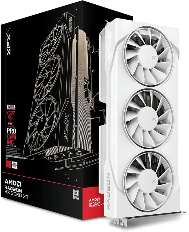 XFX Swift AMD Radeon RX 9060 XT OC White Triple Fan Gaming Edition 16GB Graphics Card - 1