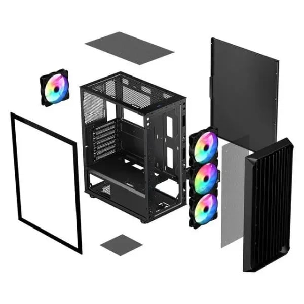 SAMA 205A Mid-Tower ATX Case Black Tempered Glass - 2
