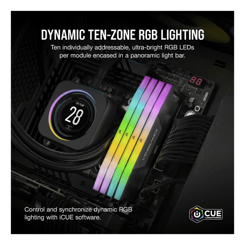 رام Corsair Vengeance RGB DDR5 32GB (2x16GB) 6400MHz رمادي - 9