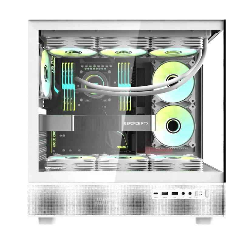 DarkFlash DPX90 Mid-Tower ATX Case White Tempered Glass - 2