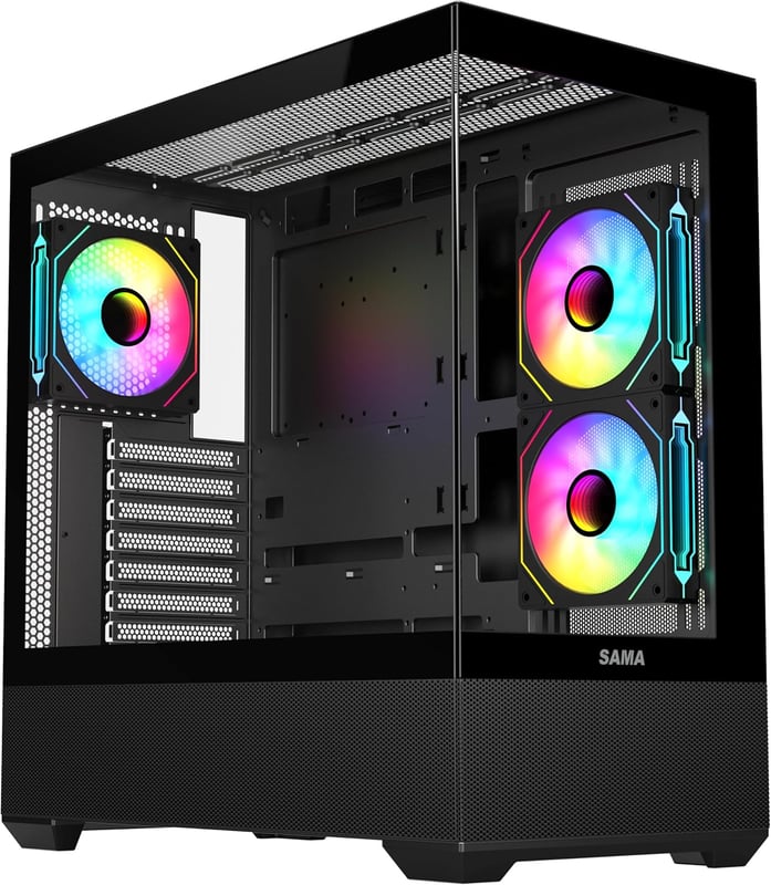 SAMA SV02 Mid-Tower ATX Case Black Tempered Glass - 9