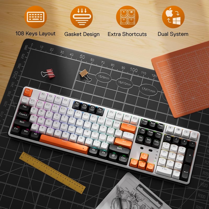 Redragon K689WBO RGB Pro Full-Size Mechanical Keyboard Dual-Mode - 9