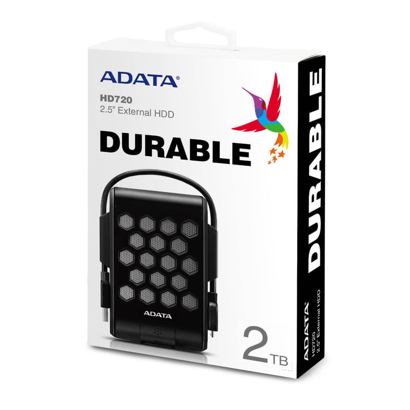 ADATA HD720 2TB USB 3.2 Rugged External HDD Black - 5