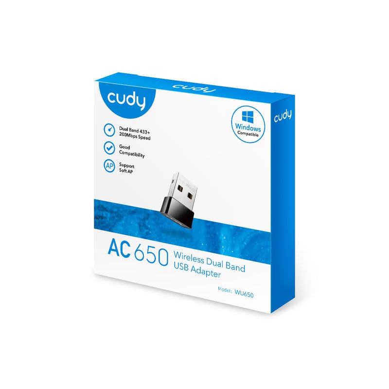 محول USB Cudy WU650 Mini Dual-Band 5GHz 433Mbps + 2.4GHz 200Mbps - 5
