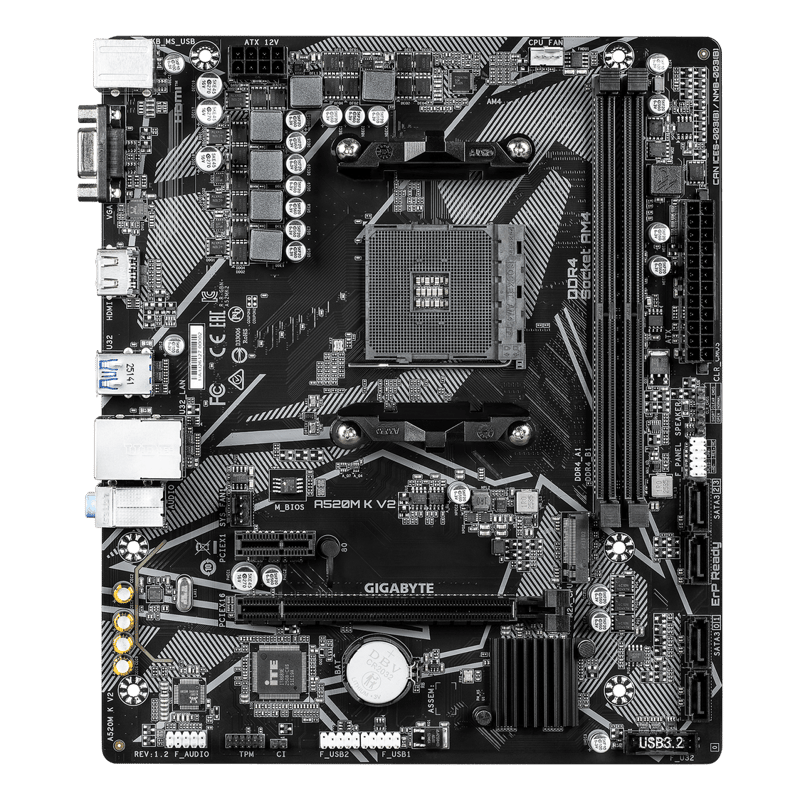 لوحة أم جيجابايت GIGABYTE A520M K V2 بمقبس AMD AM4 ودعم ذاكرة DDR4 بحجم mATX - 3
