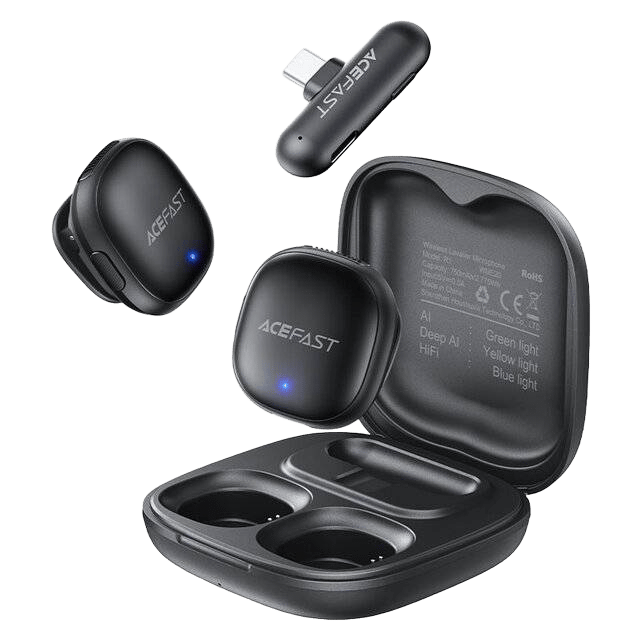 Acefast R1 Dual Wireless Lavalier Microphone Black - 4