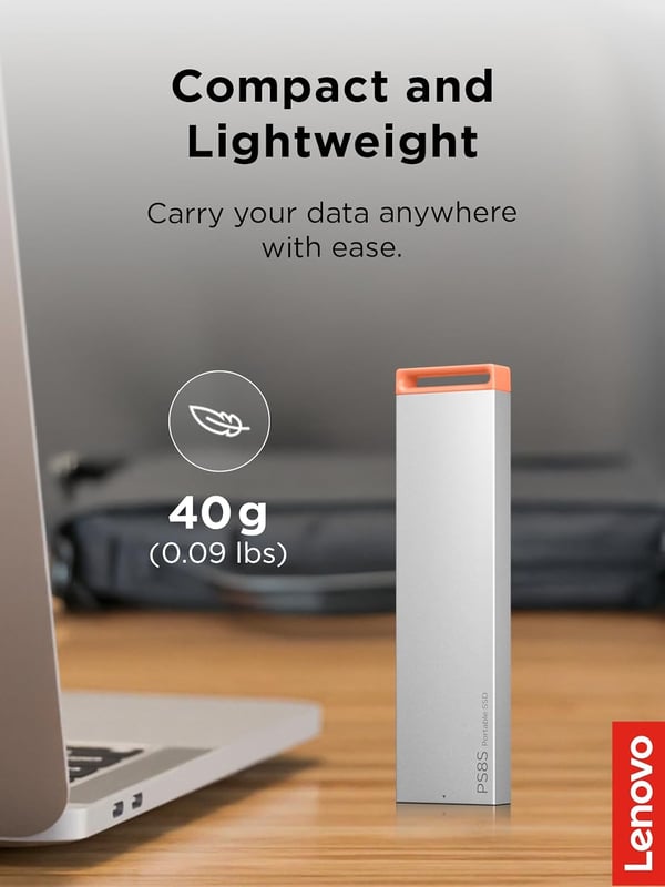 وحدة تخزين خارجية لينوفو PS8S بسعة 1 تيرابايت USB-C محمولة رمادي - 4