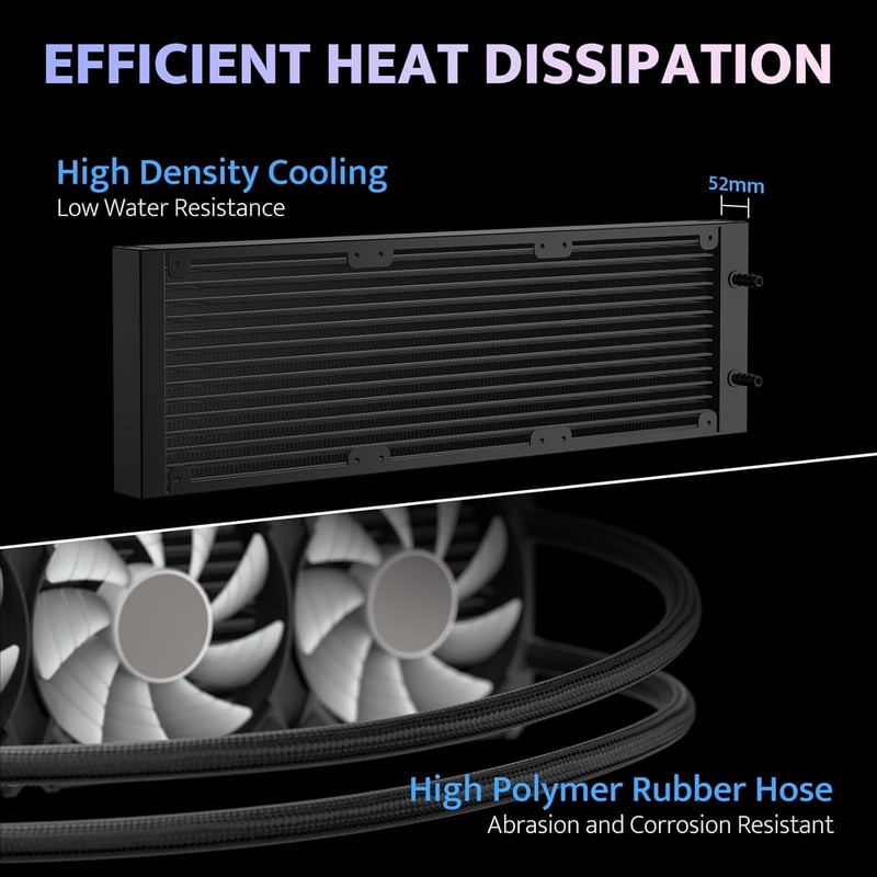 DarkFlash Wave DV360S 360mm AIO Liquid Cooler with LCD Screen Black - 3