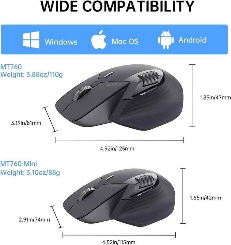 Rapoo MT760 Wireless Mouse 4000 DPI Black - 4