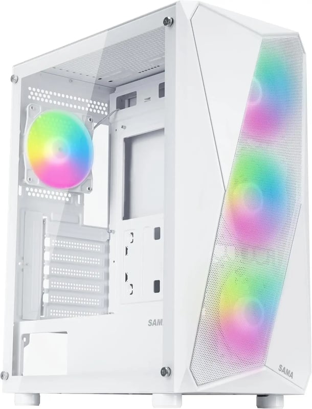 SAMA 3313 Mid-Tower ATX Case White Tempered Glass - 5